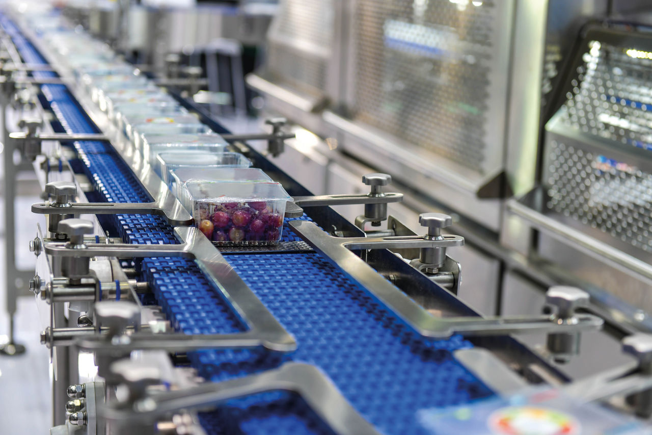 Food products boxs transfer on Automated conveyor systems industrial automation for package
